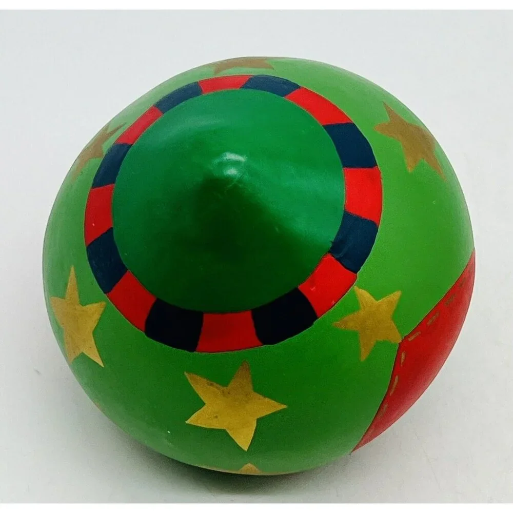 Pier 1 Imports Wooden Ornament Heart Stars 3.5 inch Green Red Blue Gold‎